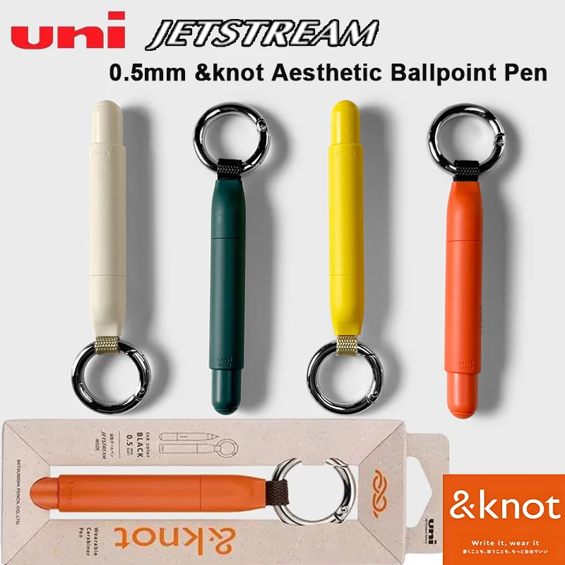 Uni &knot Magnetic Ballpoint Pen 0.5mm Black Wearable Carabiner Clip Refillable Jetstream Ink, Outfit Compact EDC Writing Tools