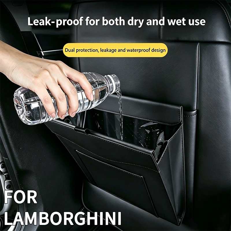 For Lamborghini Revuelto Temerario Huracán Gallardo Urus Car Seat Back Clip‑on Lightweight Easy‑install Trash Organizer Bag
