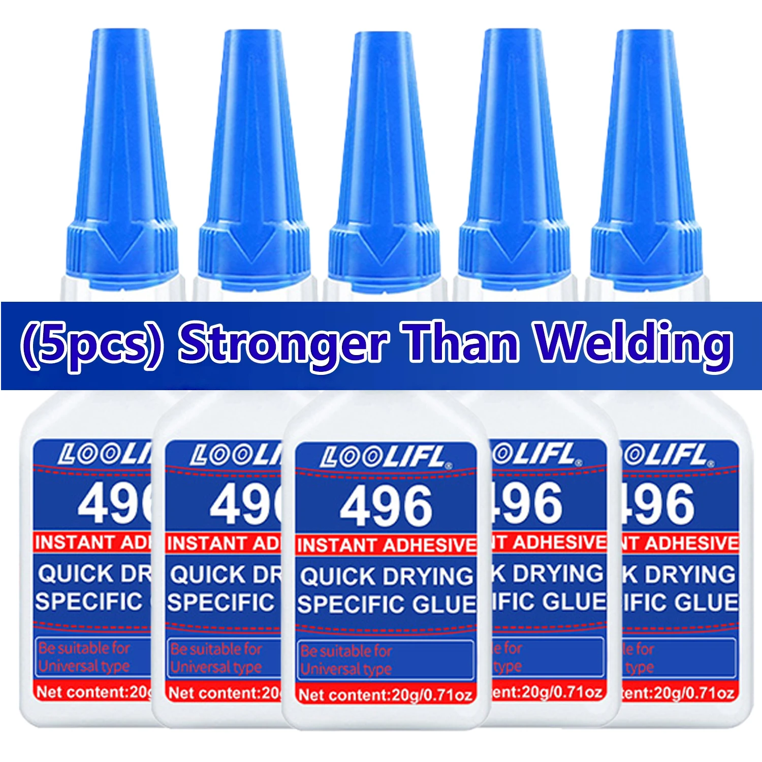 LOOLIFL 1‑5PCS 496 Instant Super Glue Quick‑Drying Cyanoacrylate Adhesive for Leather Rubber Wood Metal Strong Bonding Liquid Gl
