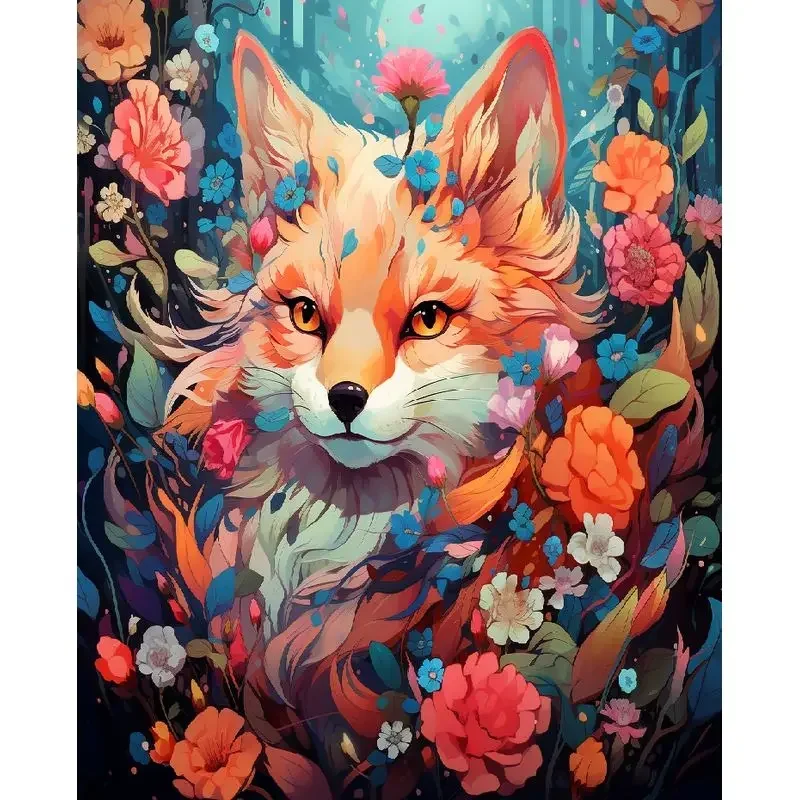 

593051 Acrylic Painting By Numbers Handicraft On Canvas Flowers Fox Paint Pictures By Numbers Kit Wall Decor Unique Gift Artw