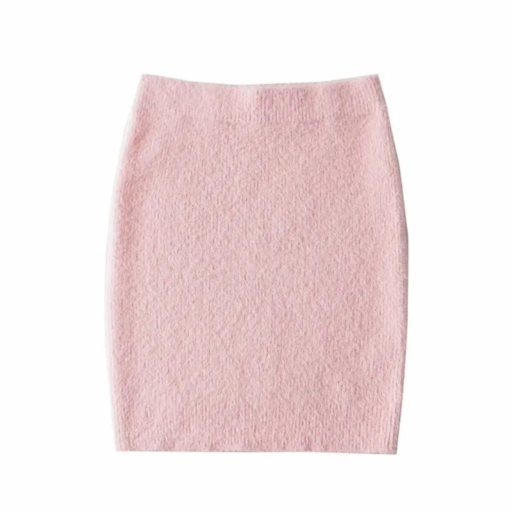 

YPFF Women's High Waist Slim Fit Skirt Fashion Imitation Mink Hair European American Style Summer Hip Skirt for Ladies