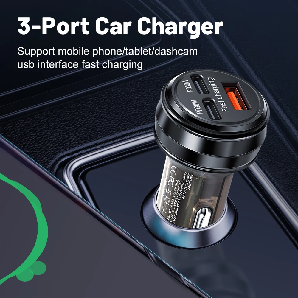 80W Fast 3-Port Car Charger 3