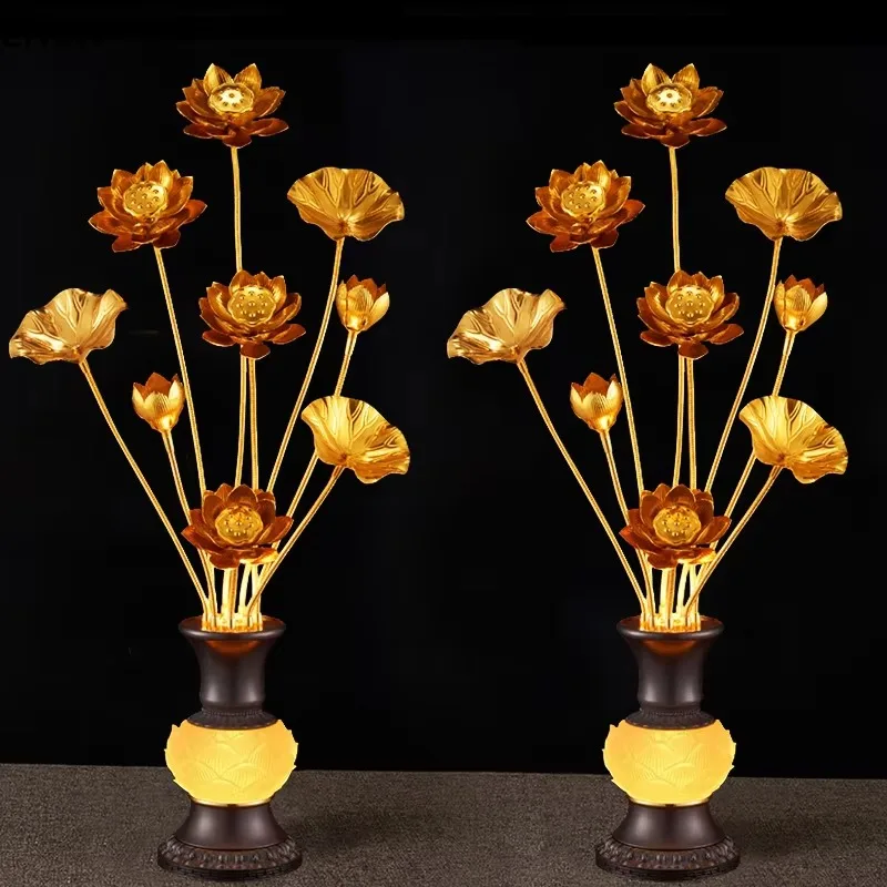 FJ-11 Buddha Stand In Front Of Buddha Plug-in Household Lotus Ornament Buddhist Hall Offering Temple Bodhisattva Golden Flower