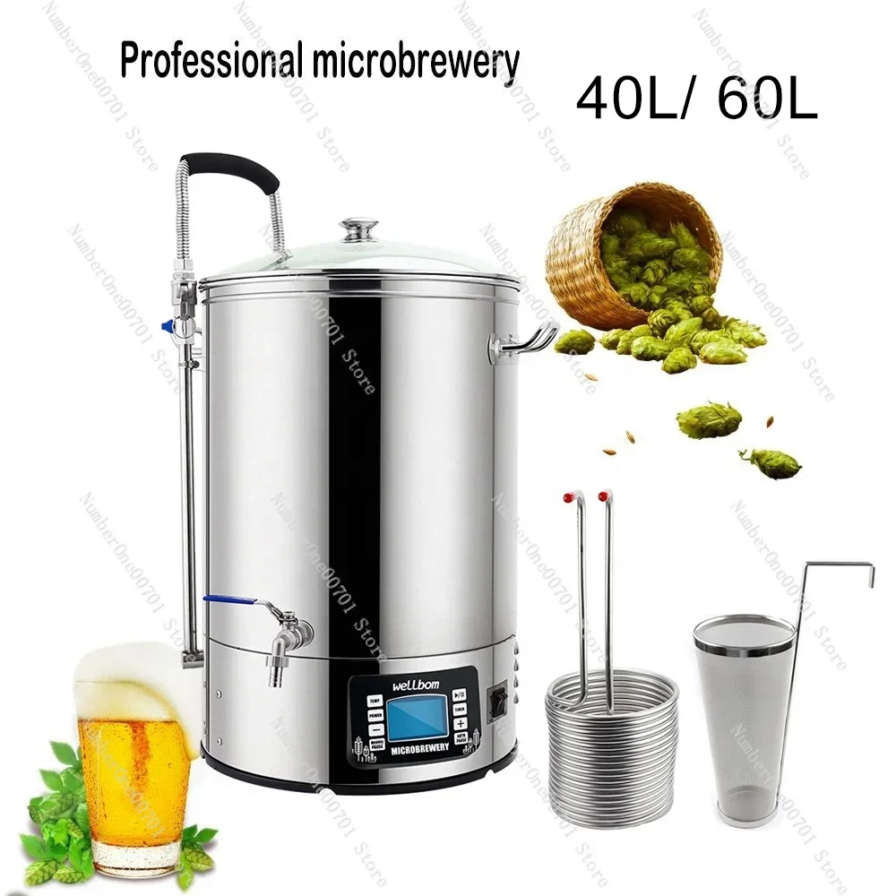 Imagem -05 - Home Beer Brewing System Equipment Elétrica Mash Tun Micro Brewery Craft Beer Machine Tudo em um 40l 60l Aço Inoxidável