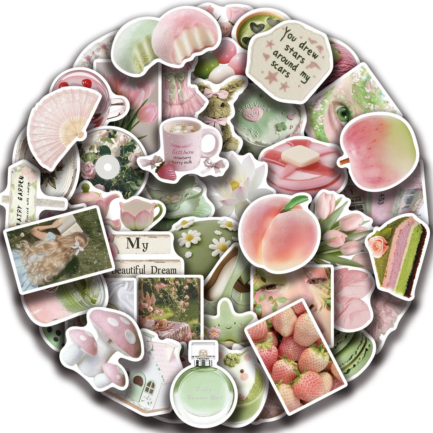 50 peças de adesivos pastel, adesivos de grafite requintados e legais, adesivos de desenhos animados para laptop, decorações de presente divertidas e clássicas.