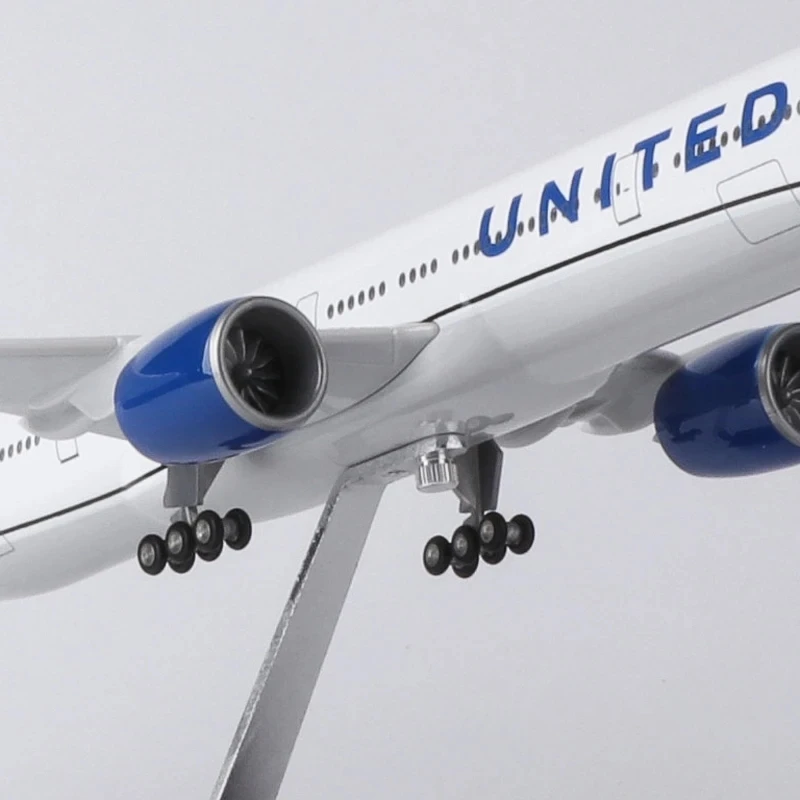 777 B777 الخطوط الجوية المتحدة 47 سنتيمتر نموذج ث الضوء والعجلة الهبوط دييكاست البلاستيك الراتنج طائرة الحلي جمع