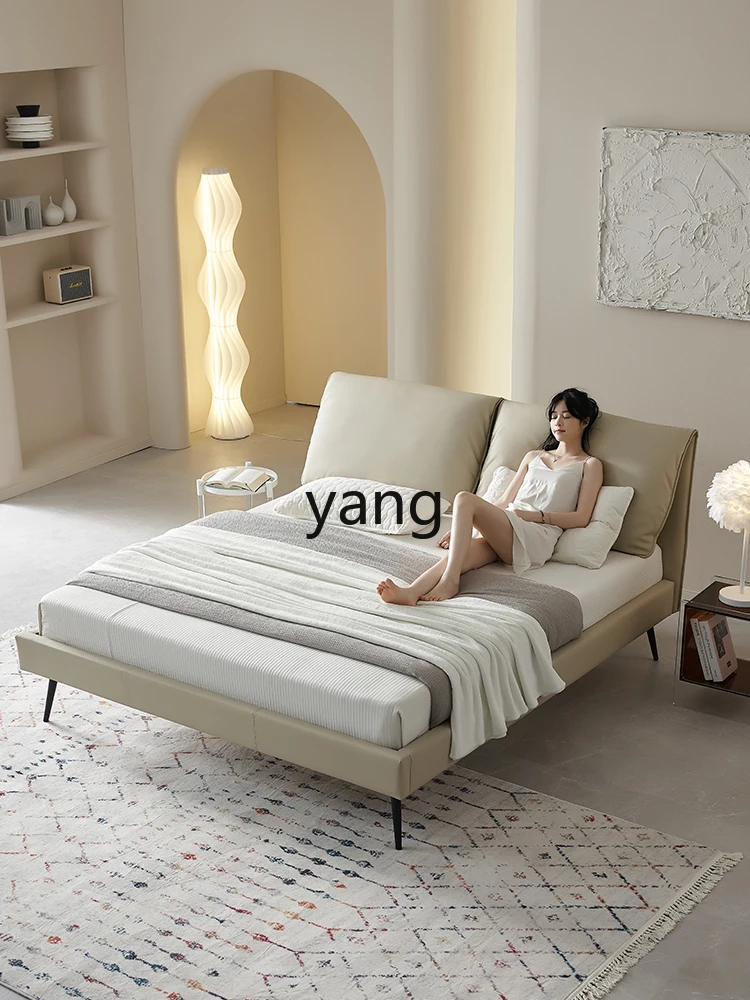 LMM Italian minimalist elephant ear bed light luxury modern small apartment double 1.8 meters leather bed