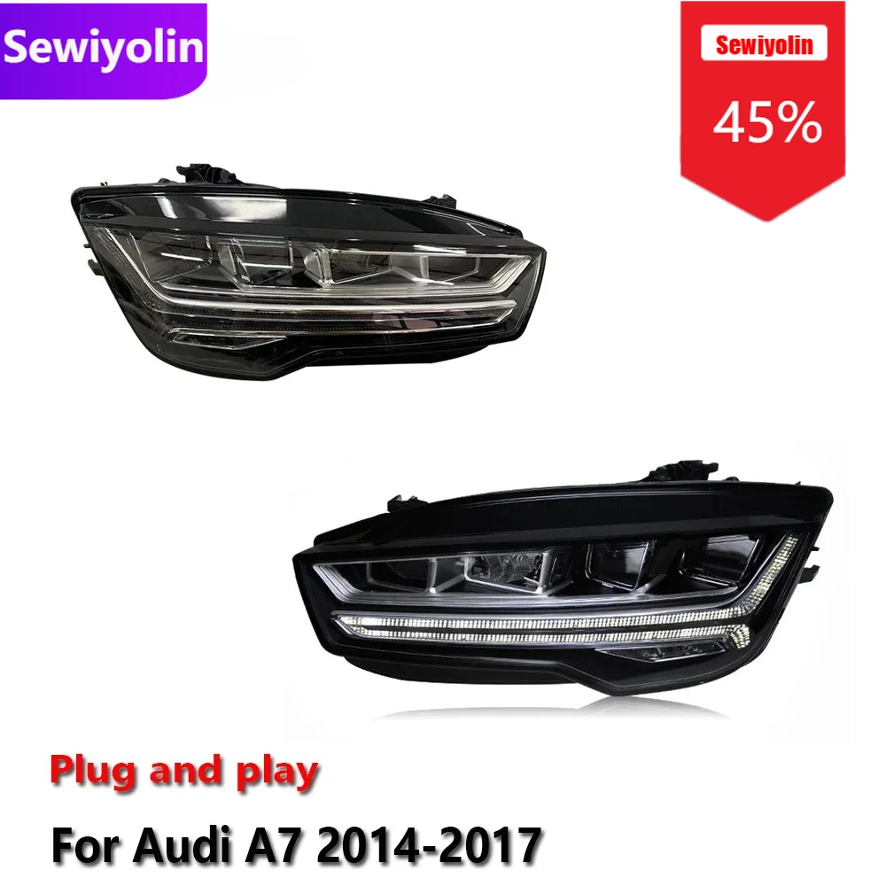 

Автомобильные светодиодные фары DRL в сборе для Audi A7 2014-2017, противотуманные фары DRL, стоп-сигнал поворота Plug and Play