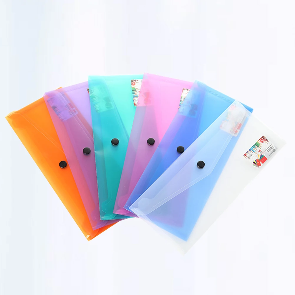 6 Pcs Plastic Document Folder Envelope File Holder Storage Bag Clear Folders With Button For Home Use File Folders Fit Normal