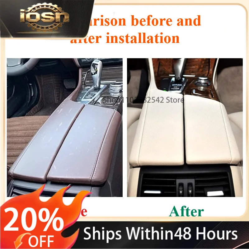 For BMW 5 Series F10 F11 F18 2010-2017 Center Console Leather Grain Cover Panel Armrest Protector Interior Decoration Accessory