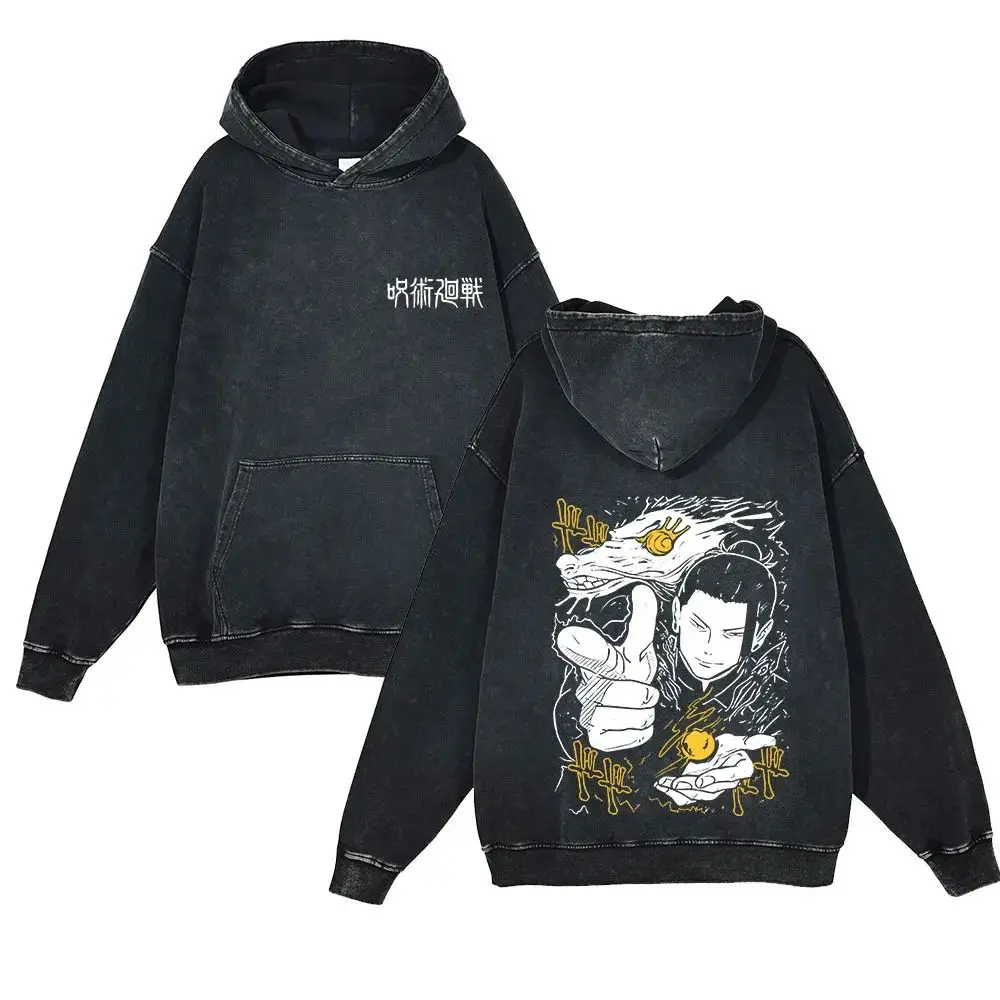 

Anime Jujutsu Kaisen Washed Hoodie 100% Cotton Vintage Printed Long Sleeve Women's Clothing Fashion Casual Hip Hop Sweatshirt