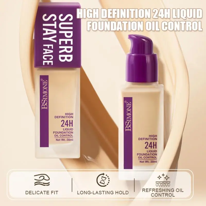 

BSIMONE Liquid Foundation BB Cream - Oil-Control Moisturizer Concealer Whitening Waterproof Makeup Base Face Maquiagem