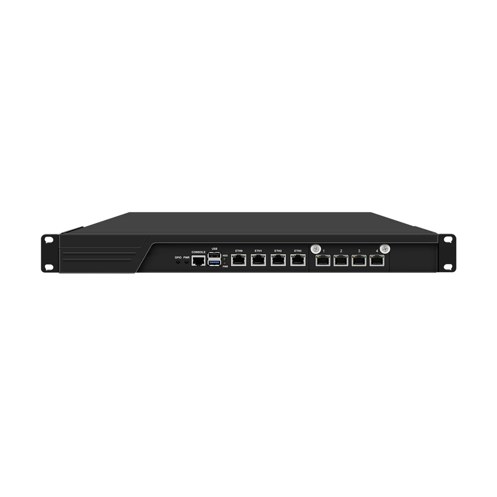 

HUNSN 1U 19 Inch Rack Mount Firewall Appliance,Network Router,Intel N100/N200/I3 N305, RJ55, 8 x 226-V 2.5GbE LAN,VGA,GPIO