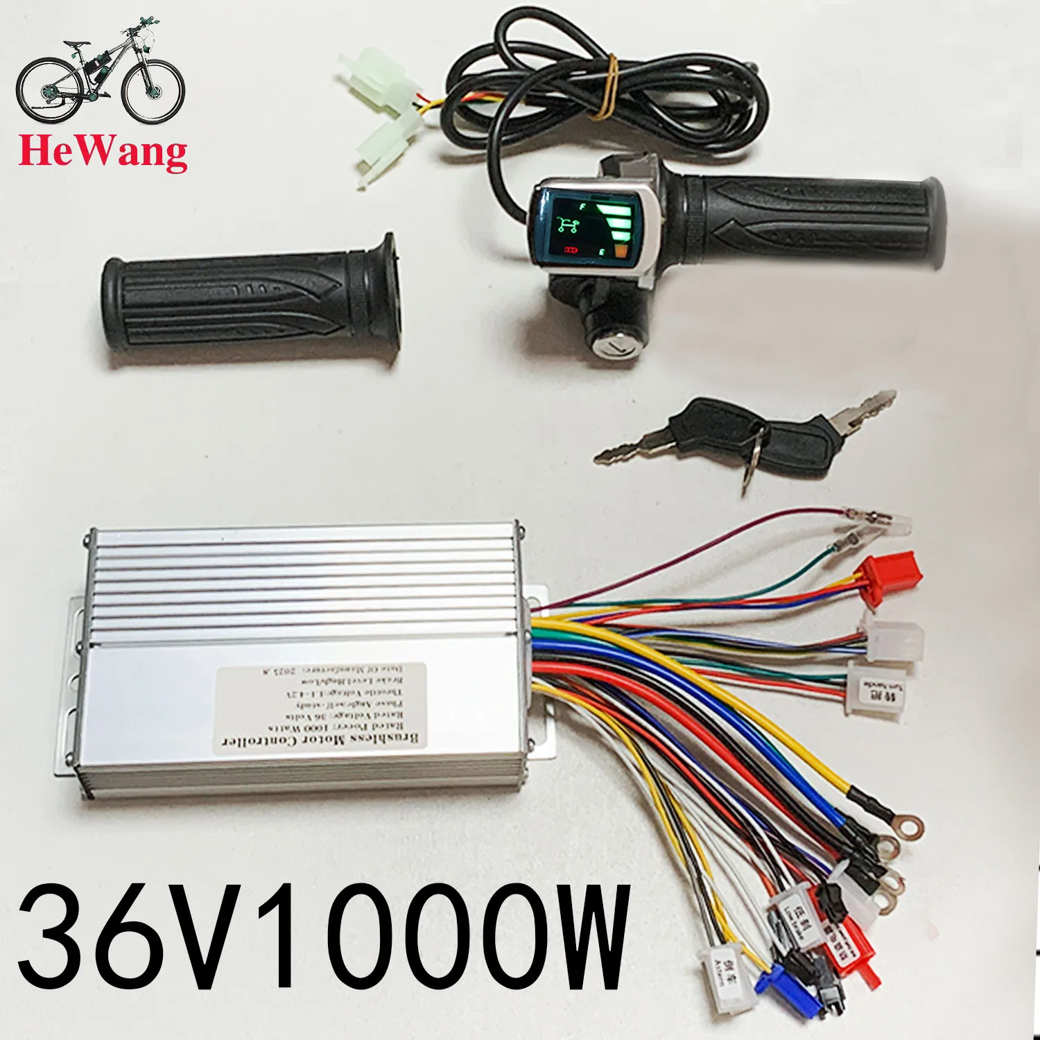36V 1000W Ebike Brushless DC Motor 2-mode Controller With Lock, Power LED Display Speed Rotary Throttle For Electric Scooter Bik