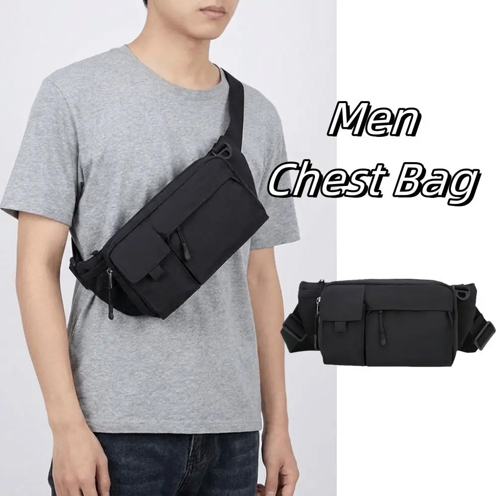 

Fashion Solid Color Men Chest Bag Waist Pouch Trekking Pack Outdoor Shoulder Bag Crossbody Bags Nylon Chest Sling Bag Hiking