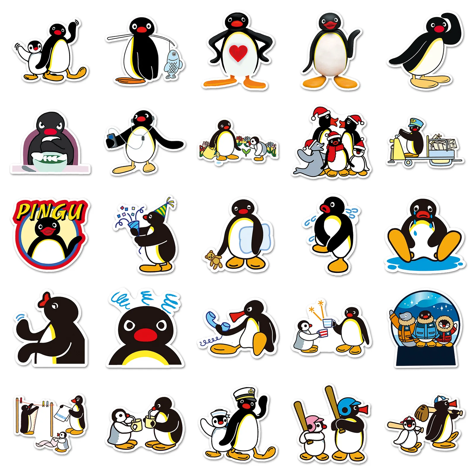 50 قطعة من ملصقات Pingu Graffiti ملصقات البطريق الإبداعية DIY ديكور لطيف الأمتعة القرطاسية مقاوم للماء PVC الحيوان ملصق