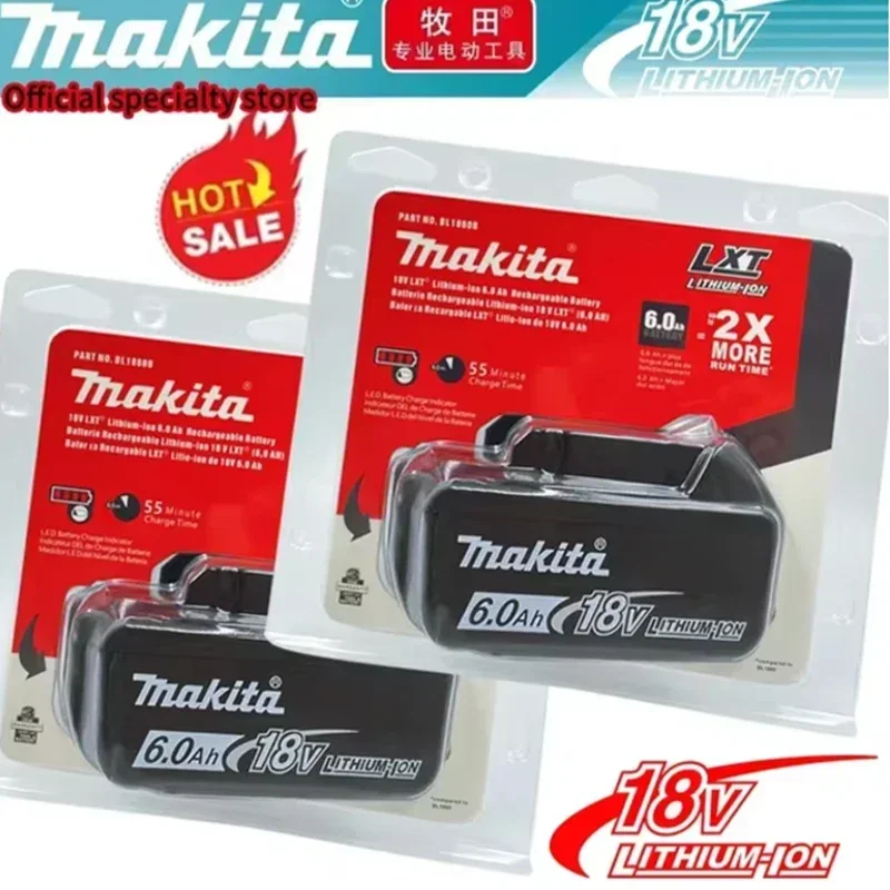 

100% Original Makita 18V 6.0Ah Rechargeable Battery，Replaceable LED Lithium-ion for 18V Power tool DDF487 DGA404 DTW700 DTD173
