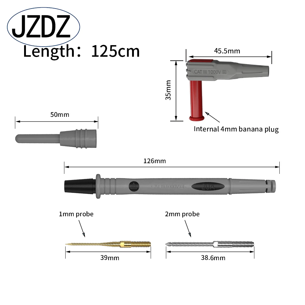 JZDZ18pcs Electrical Multimeter Test Leads Set with Alligator Clips Test Hook Test Probes Lead Professional Kit 1000V 20A JT0088