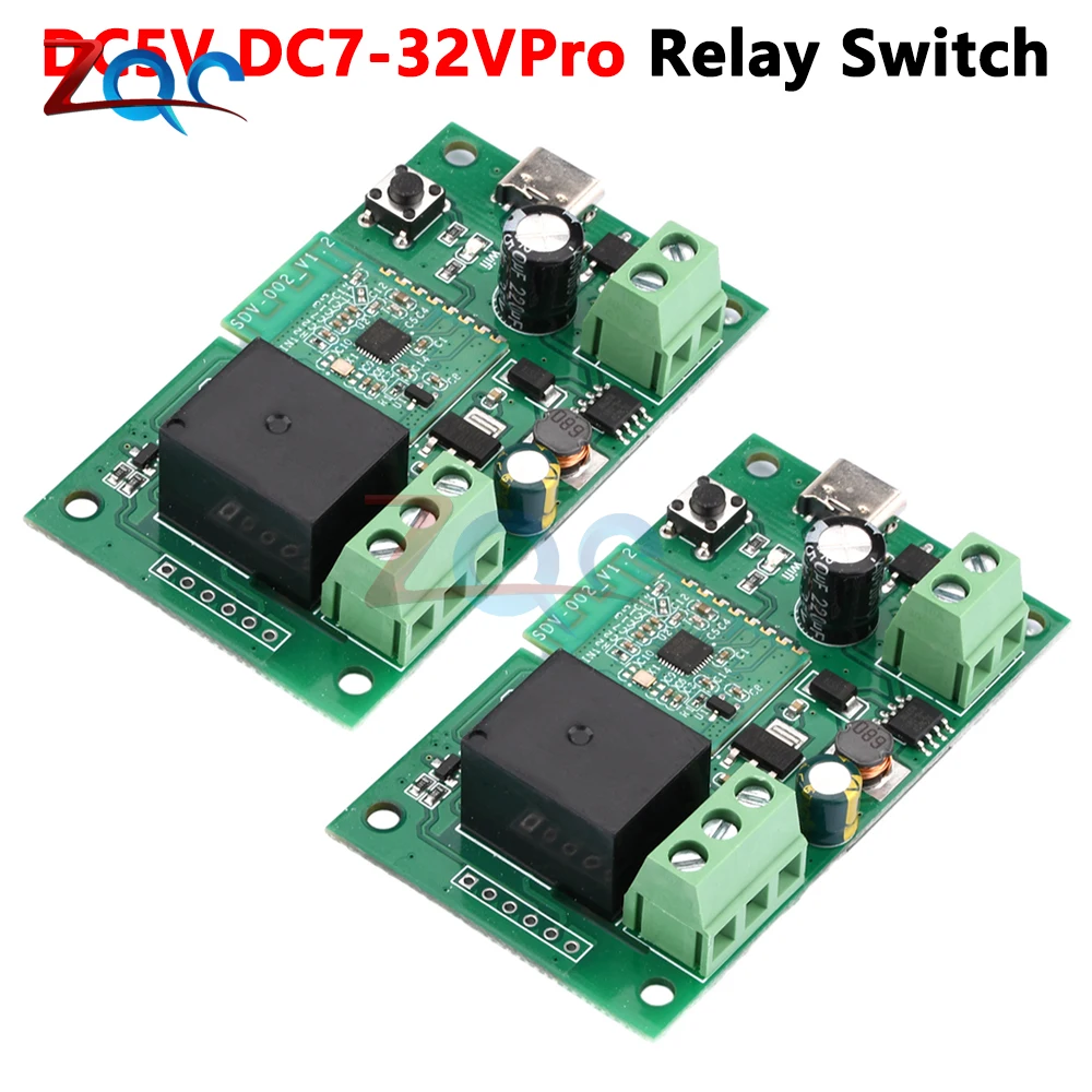 WiFi Wireless Smart Switch Relay Module DC5V/DC7-32V 2200W 10A 1 Channel Type-C Jog Self-locking Module Relay Switch Module