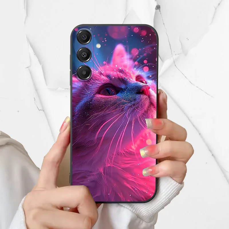 حافظة لهاتف سامسونج جالاكسي A56 5G حافظة لطيفة على شكل رسوم كرتونية ناعمة من البولي يوريثان الحراري لهاتف جالاكسي A26 A36 A 56 حافظات هواتف جالاكسي A56 كوكيز سوداء