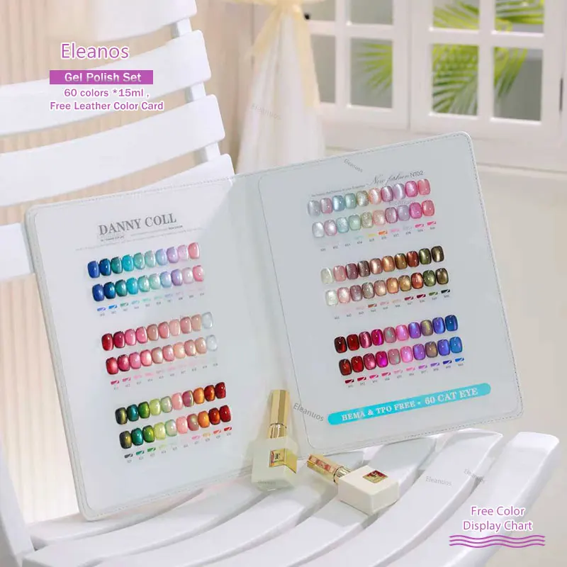 DannyColl TPO HEME Free 60pcs Magnetic Gel With Color Card High-end Immersion Nail Art 15ml Cat's Eye Nail Polish Gel Collection