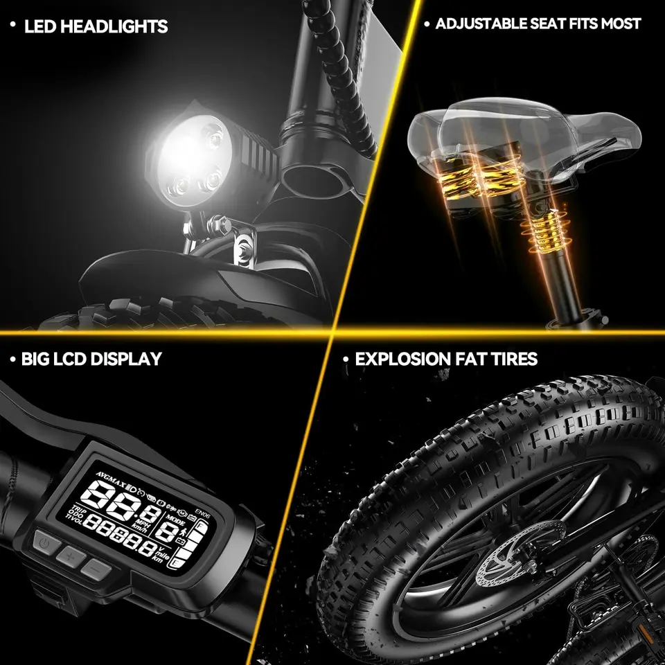 Cybervelo 1000W Electric Bike for Adults 48V 20.8Ah Battery Foldable 20 Inch Fat Tire Urban Commuting Mars700 Large Removable image 8