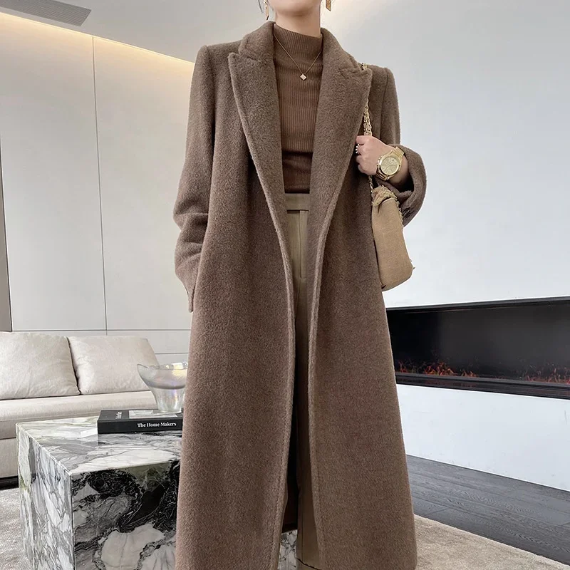 wool coat women's long high-end simple winter 2022 new alpaca wool coat