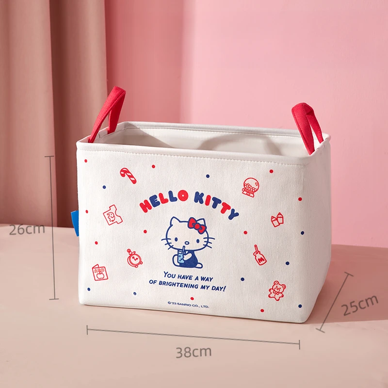 Kawaii Hello Kitty Cinnamoroll Large Storage Case Sanrio My Melody Foldable Storage Basket Kuromi Boxes Desktop Organizer Bins