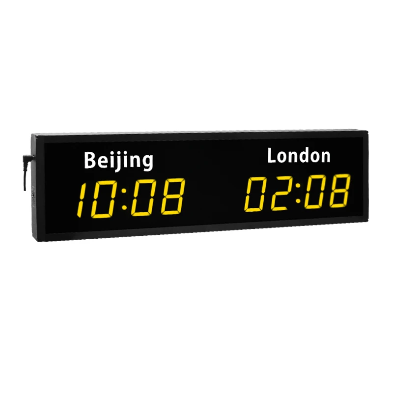 CP34 LED World Clock Dual Time Zone Software Update Wall Clock Office Airport Decor