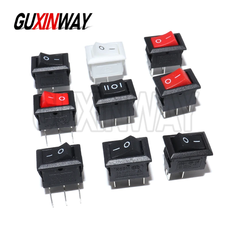 5PCS KCD11 Rocker Switch 10*15mm Mini Push Button Switch ON-OFF / ON-OFF-ON 2 Pins / 3 Pins 3A 250VAC / 6A 125VAC 10x15mm
