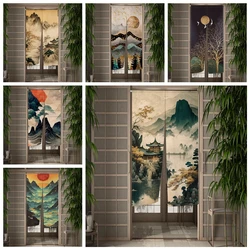 Chinese Traditional Landscape Door Curtain Noren Ink Mountain Painting Kitchen Bedroom Japanese Hanging Entrance Doorway Curtain