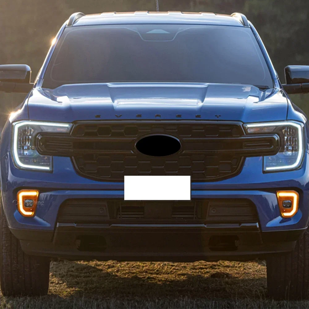 New！ Car Accessories DRL Fog Lamp Decoration LED Daytime Running Light For Ford Everest 2022 2023 with Dynamic Turn Signal