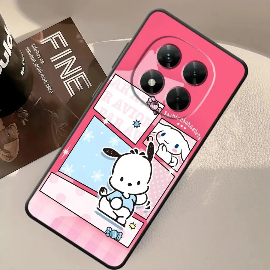 سانريو كارتون Pochacco حافظة لهاتف شاومي ريدمي نوت 9 10 11 12 برو 11s 13 14 Pro Plus 9S 12s 10S 7 8 غطاء هاتف ناعم أسود