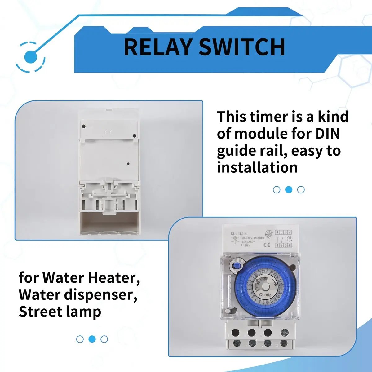 

Mechanical Timer 24 hours Time Switch Relay Electrical Programmable Timer 24 hour Din Rail Timer Switch