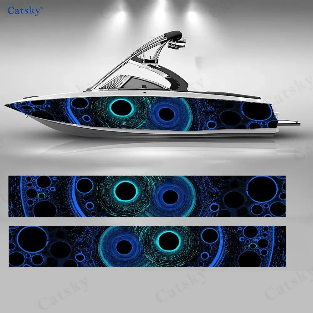 2Pcs Oceanic Star Vortex Boat Stickers, PVC Waterproof Durable Vinyl Wrap Decals for Fishing Boats, Durable and Stylish Design