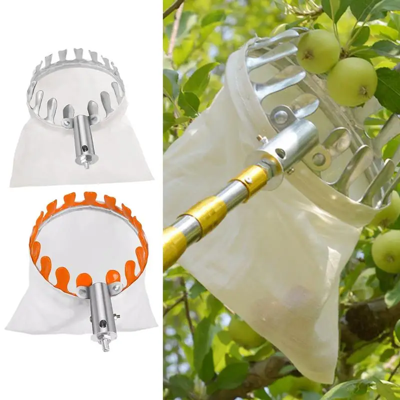 Recolector de frutas de Metal con cesta, herramienta de recolección de árboles altos, cereza, melocotón, huerto, jardinería, 1 unidad