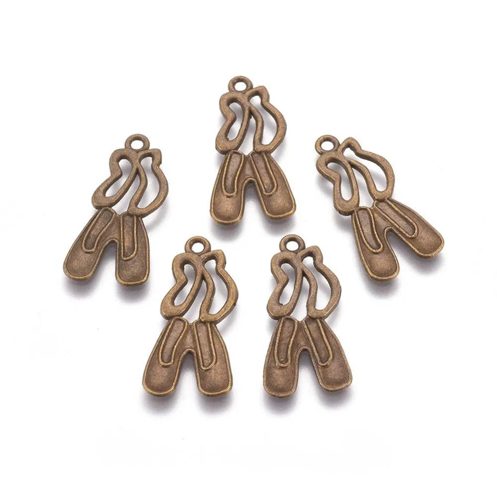 20 Pcs Style Alloy Dance Shoes Pendants Bronze Pendant Accessory Dance Shoes Pendant Jewel 29x13x1.5mm Hole: 2mm