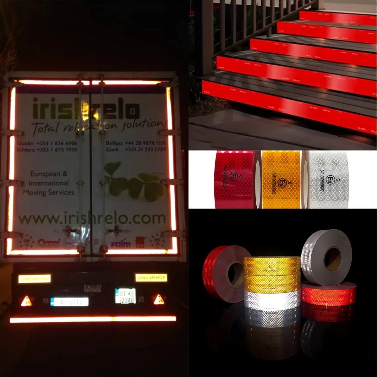 반사 안전 테이프 고강도 반사 안전 마크 자체 접착 경고 스트립 방수 안전 테이프