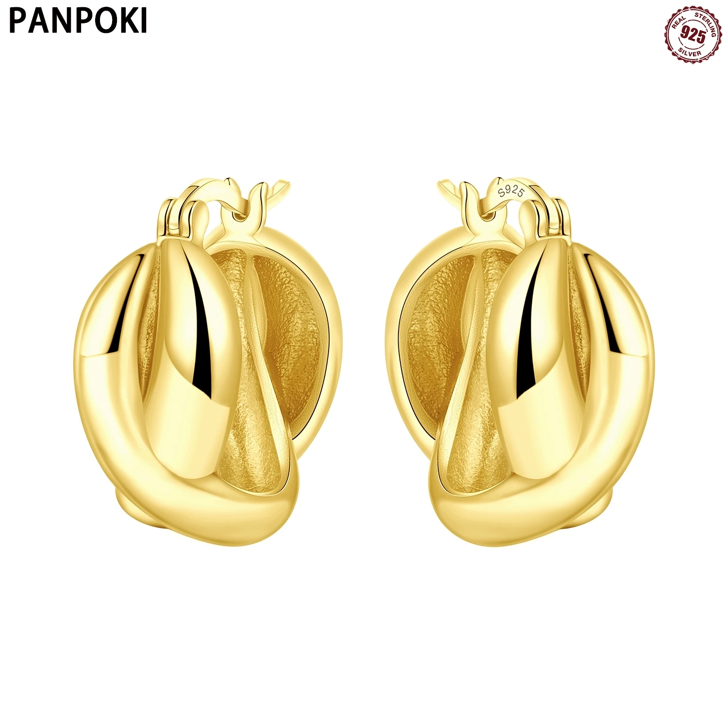 

Элегантные золотые тканые серьги из стерлингового серебра 925 пробы, универсальные серебряные серьги-кольца для женщин, ювелирные изделия, оригинальные подарки на день рождения