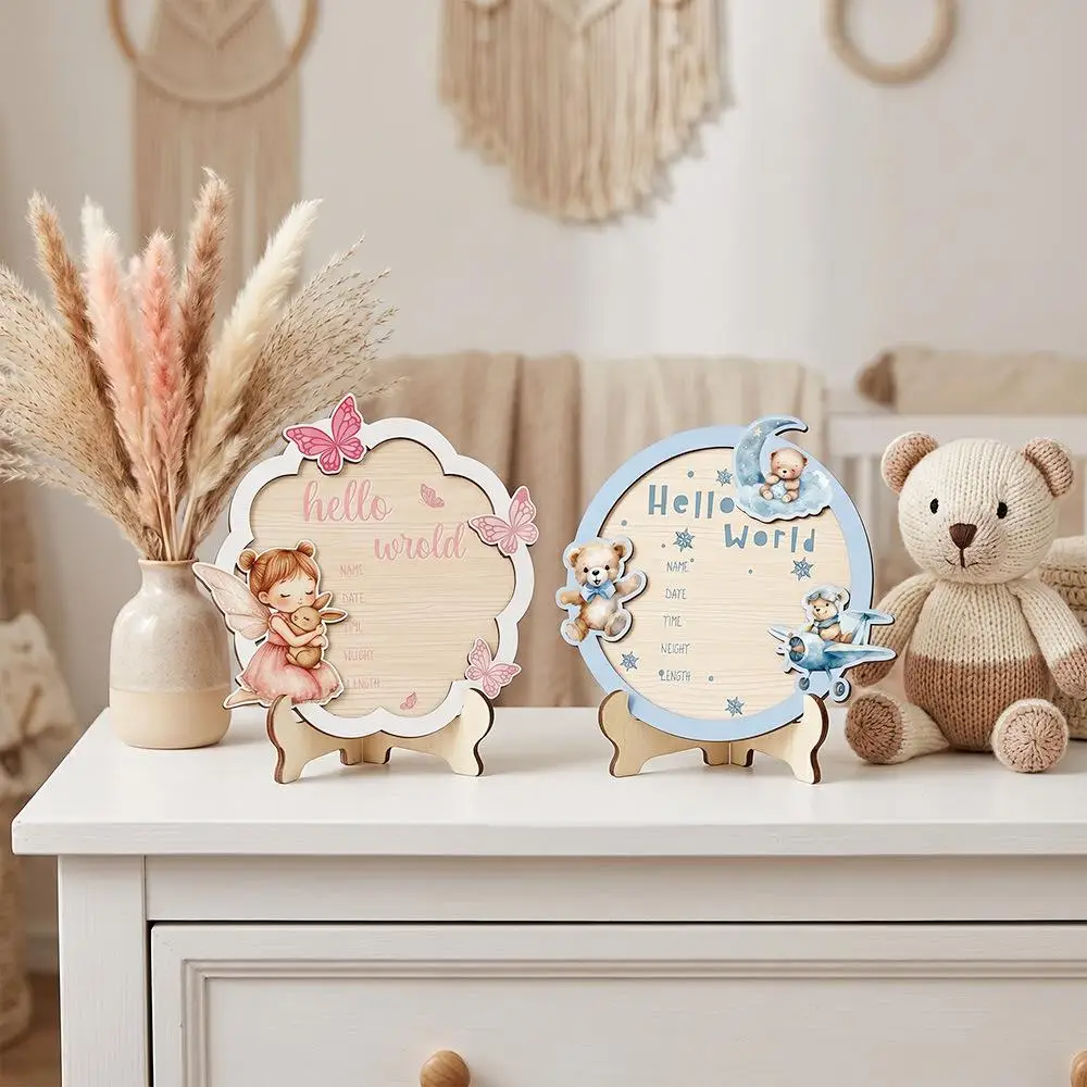 2pc 5mm White Double-layer Wooden Picture Frame, Wooden Plaque, Wooden Decorative Item, Welcome Sign Announcement Board