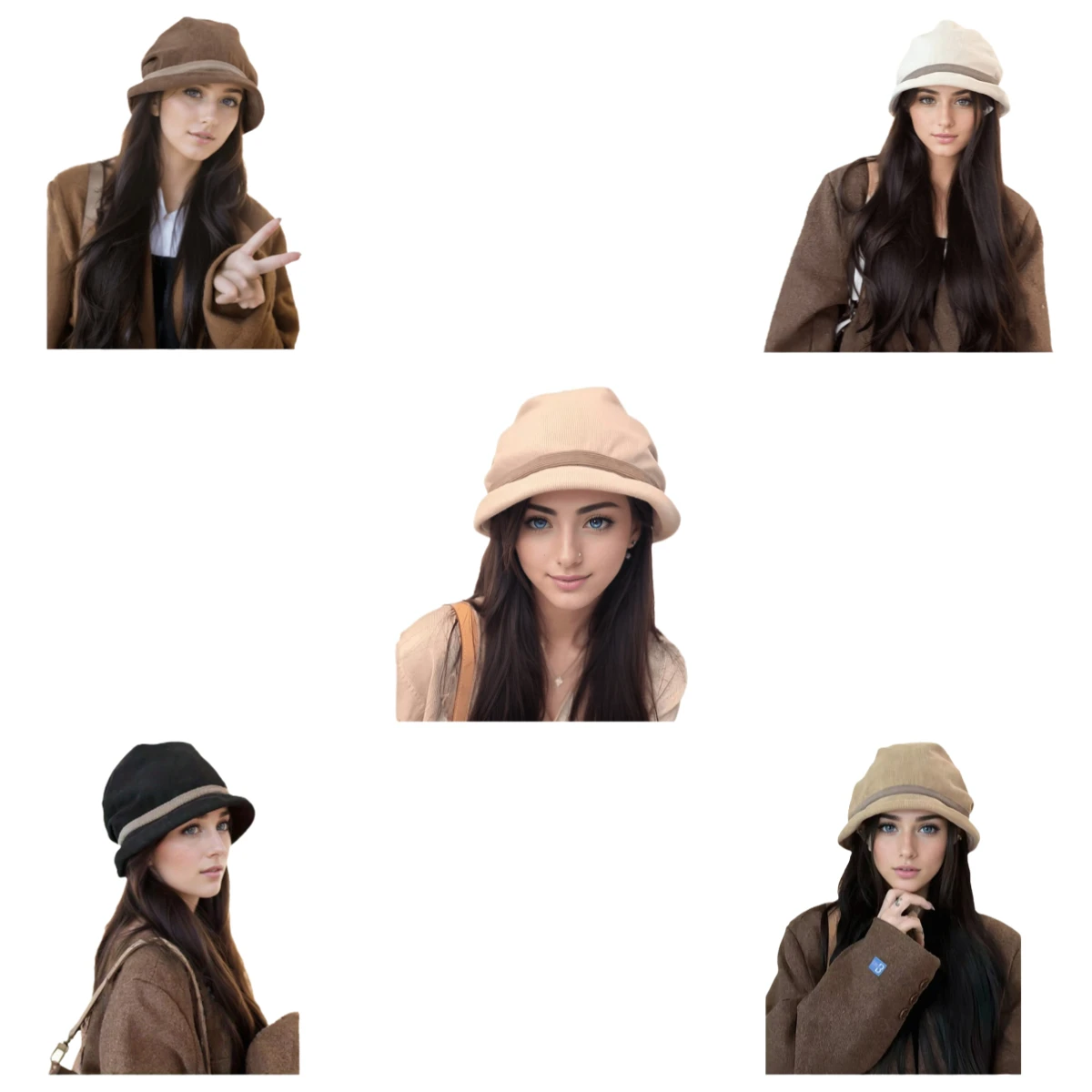 

Retro Solid Color Corduroy Bucket Hat Outdoor Fashion Hepburn Style Stacked Hat Soft Skin Friendly Windproof Fisherman's Hat