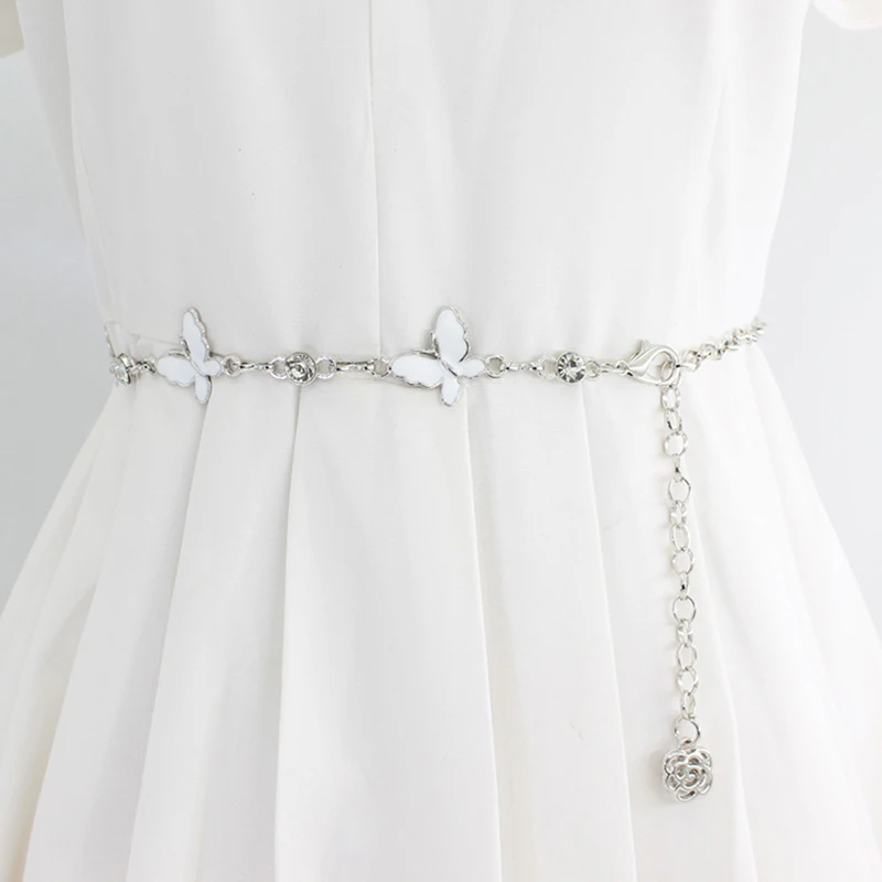 **1PC Waist Thin Bands Simplicity Butterfly Women's Waist Chain Belt Solid Color Belts For DressFringes Decoration