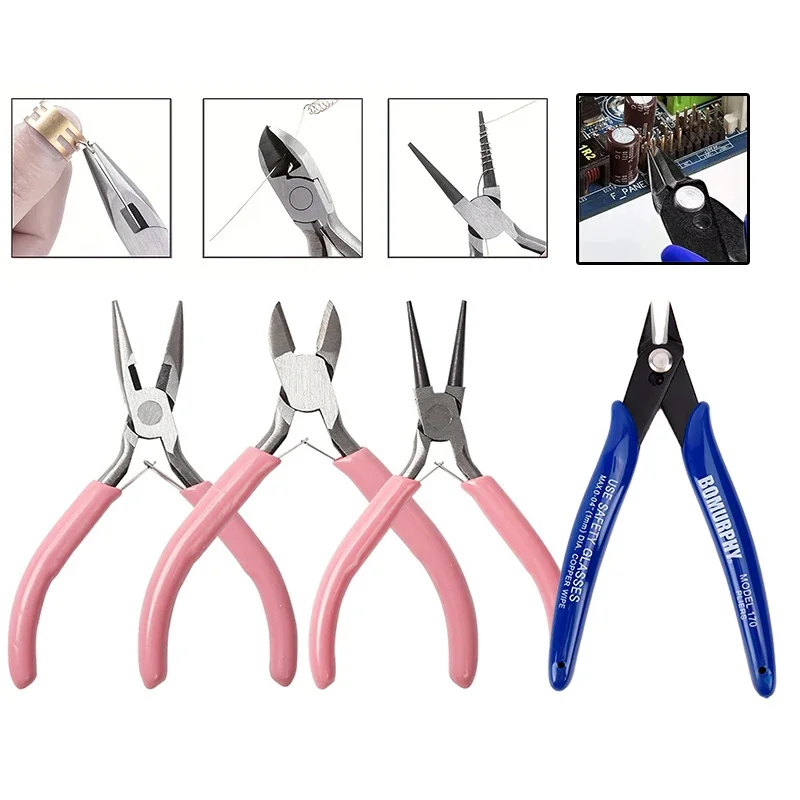170 Electronic Diagonal Pliers Kit Carbon Steel Pliers Side Cutting Nippers Wire Cutter Handmade DIY Jewelry Pliers Hand Tools