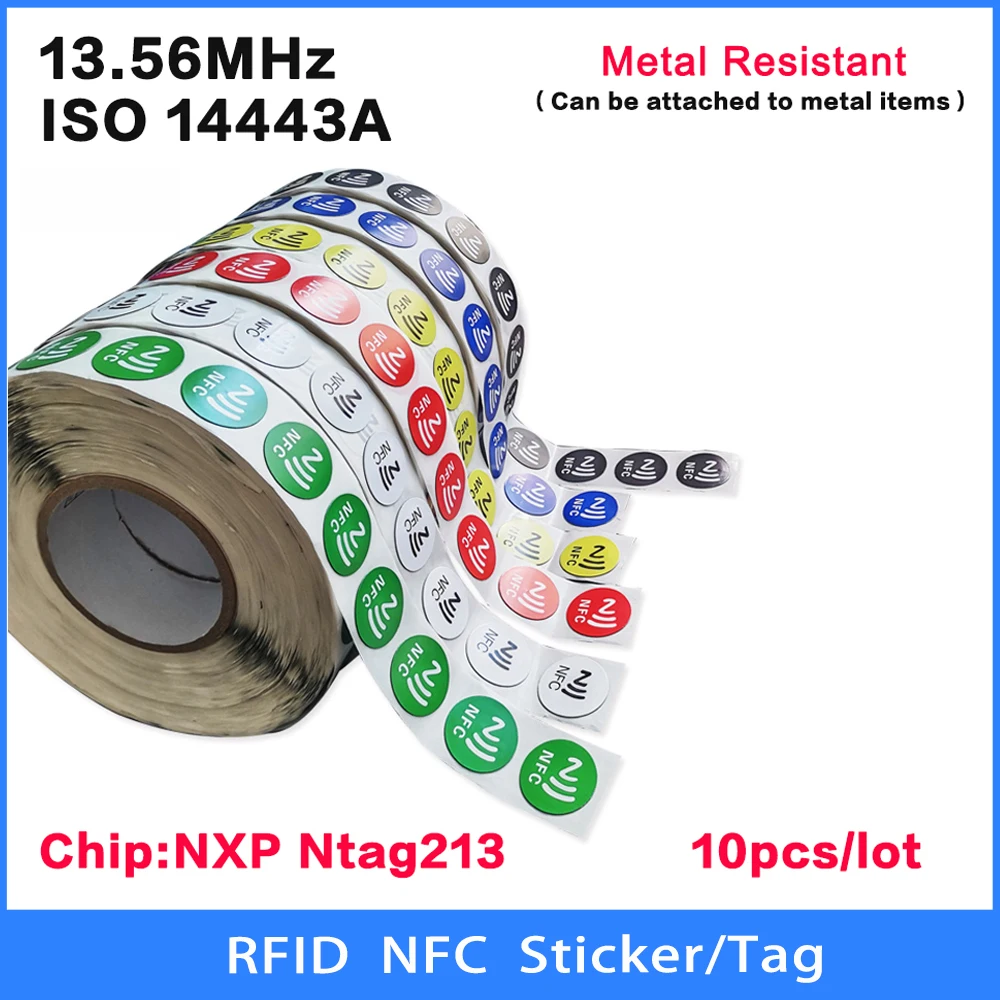 

10 шт., Ярлыки-наклейки, ISO14443A 13,56 МГц NXP NTAG213