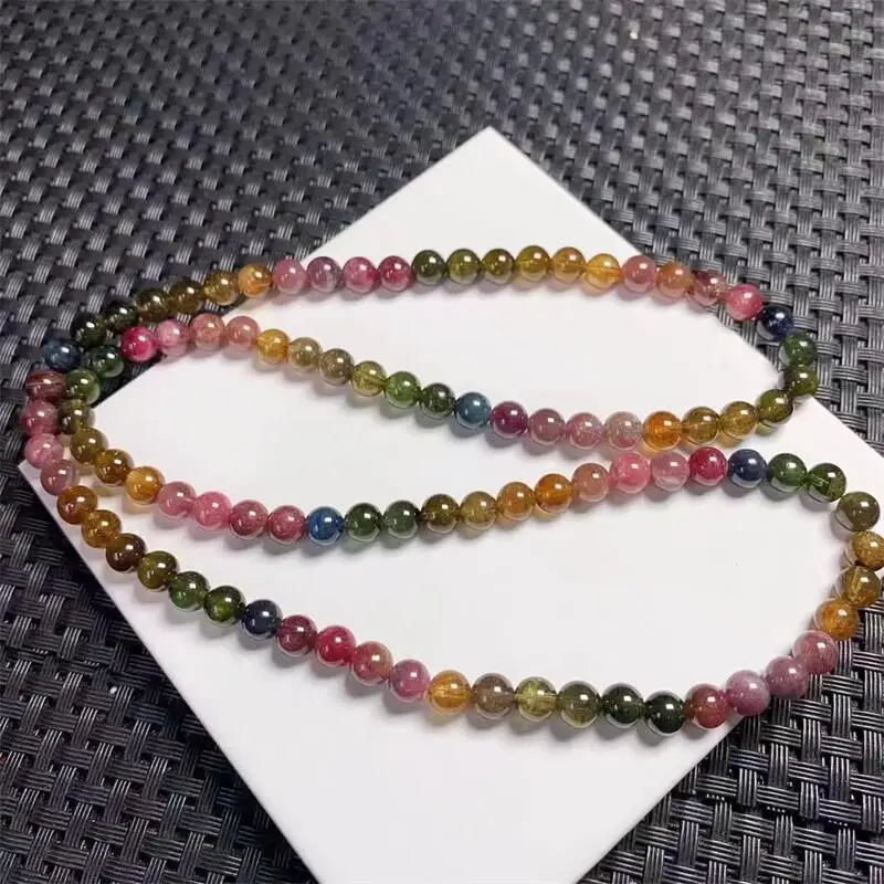 6MM Natural Tourmaline Triple Circle Bracelet Crystal Reiki Healing Stone Fashion Jewelry Gifting Gift For Women 1PCS