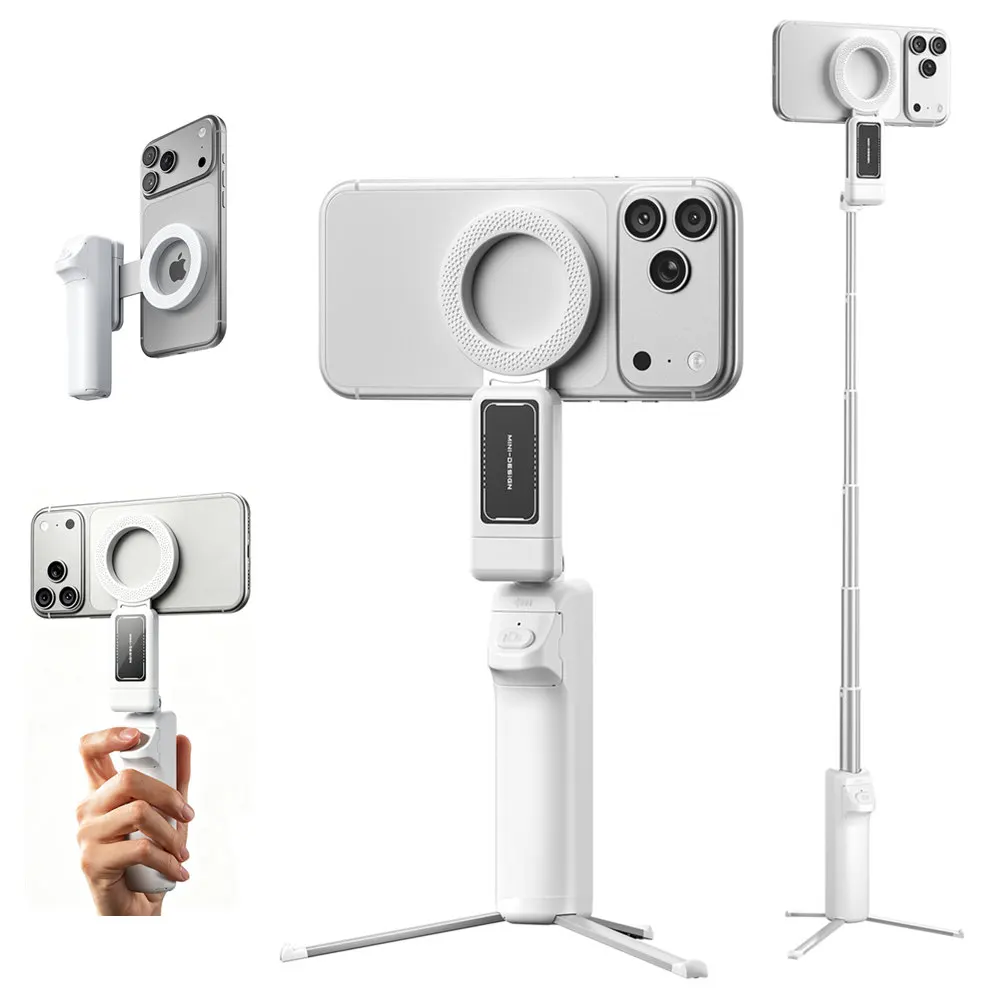 Aluminium-Magnetstativ Mini-Selfie-Stick-Stativ mit Fernauslöser 360° °   Drehbarer Telefonhalter für iPhone 12-17 Android Vlog Video
