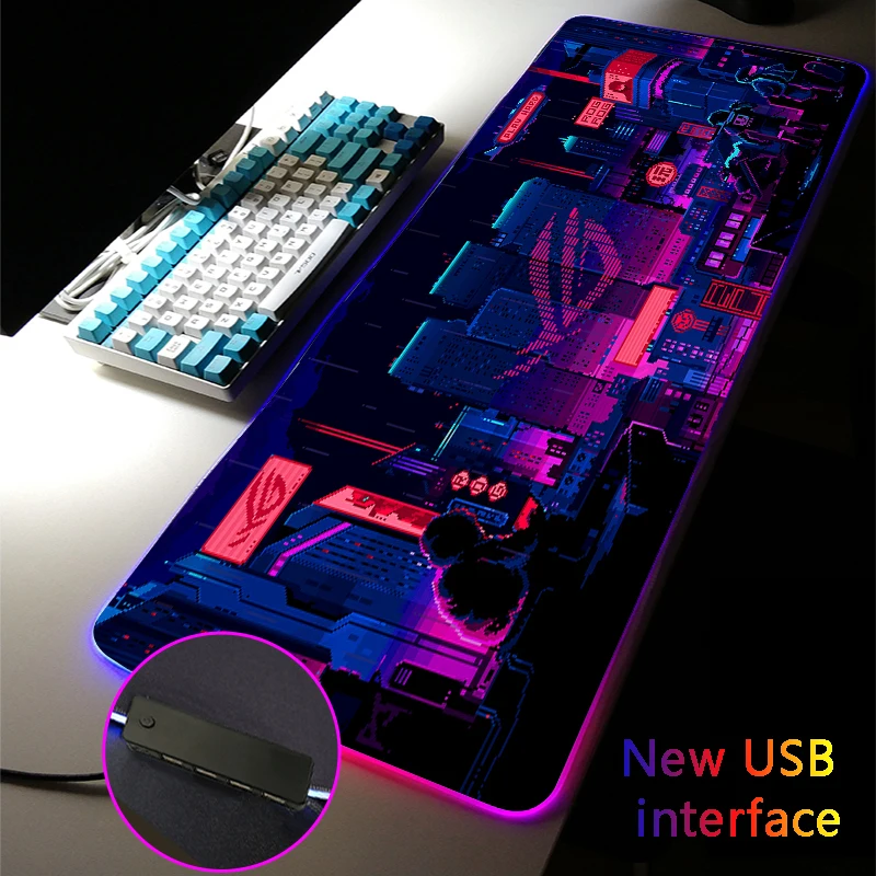 Customized City Asus Rog RGB Mouse Pad XL Multi-interface Four USB Docking Dock USB Hub Gaming MousePad Typec Interface Desk Mat