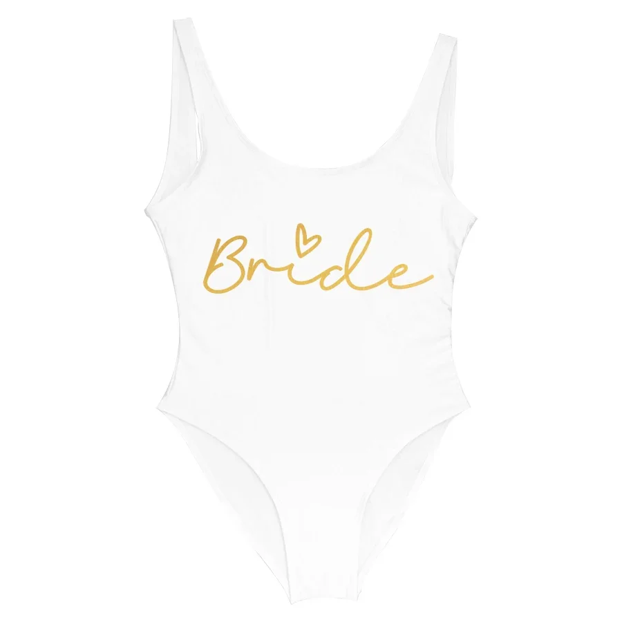 S-3XL Rose Gold Print Team Bride One-Piece Swimsuit Squad Women Swimwear Bachelorette Party Swimsuit Beatchwear Bathing Suit