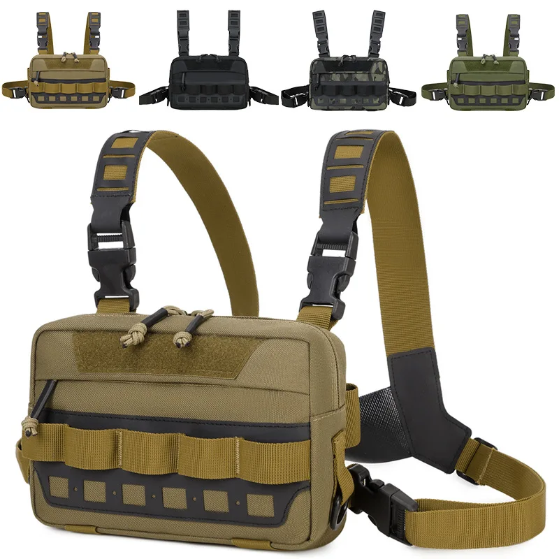 

Тактическая нагрудная сумка из ткани Оксфорд, водонепроницаемая многофункциональная нагрудная сумка на два плеча для мужчин