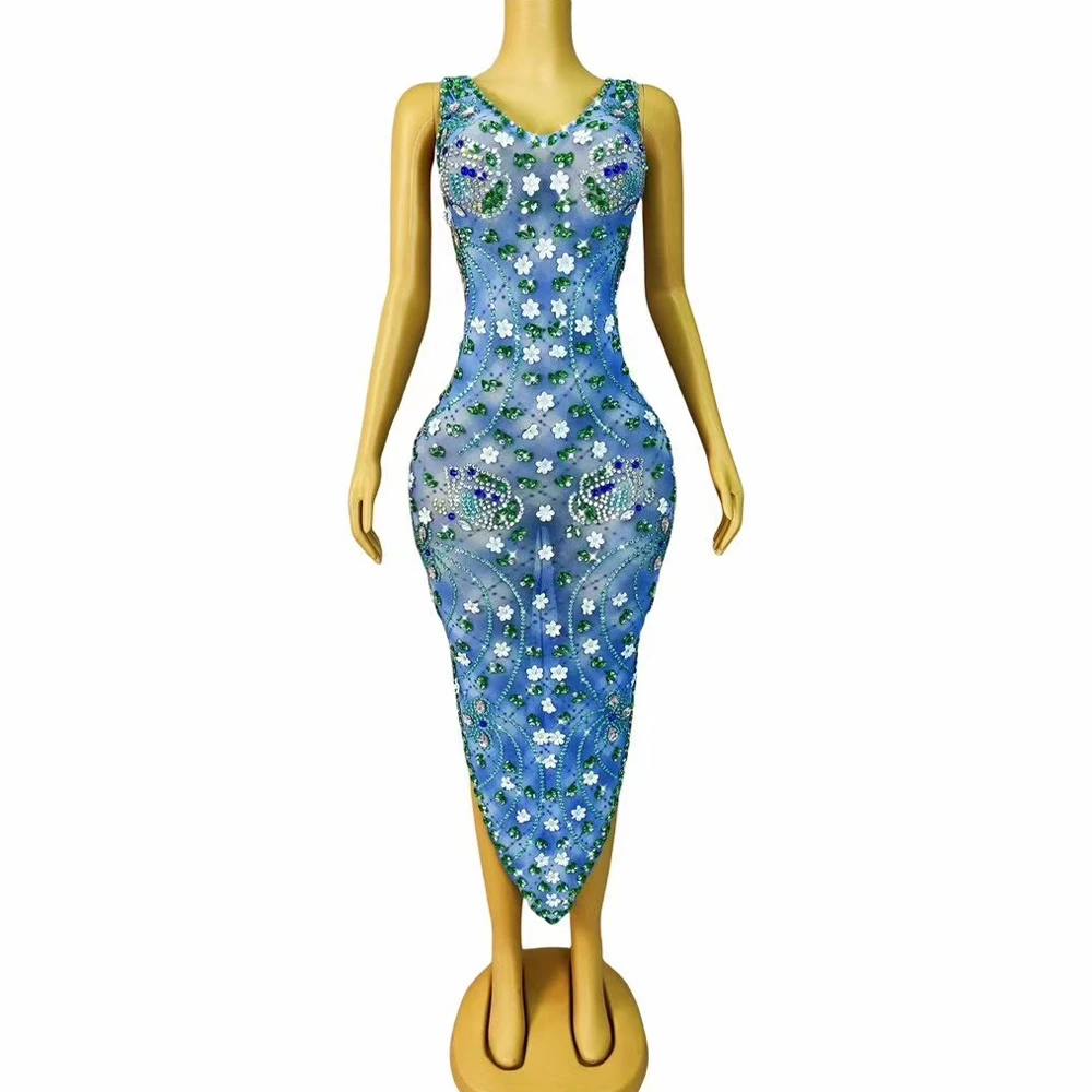 

Женское платье для вечера на день рождения, празднование эластичного платья для фотосессии, сексуальное сценическое специальное сетчатое платье с бабочками и стразами, цветами